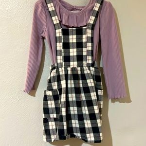 4T Wonder Nation Girls Overall Floral Denim Dress Stretch